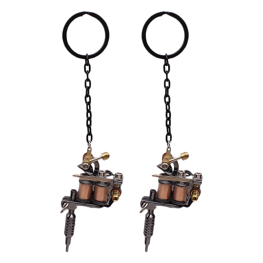 2Alloy  Gun Necklace Key Chain Mini Tattooing Machine Necklace Pendant