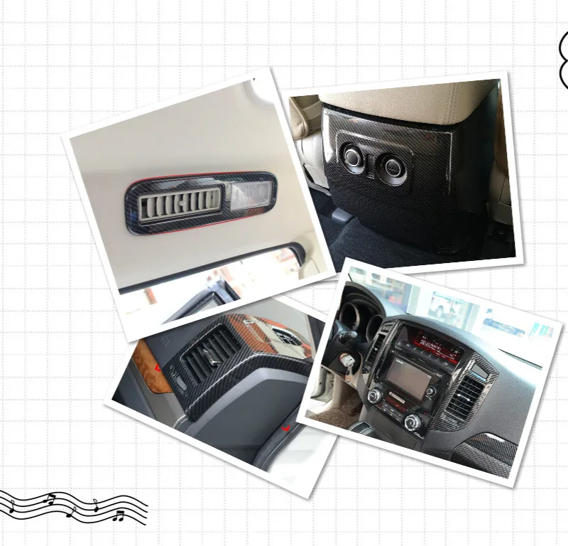 Для Mitsubishi Pajero V80 2007- карбоновый стиль различные позиции A/C вентиляционное отверстие рамка наклейки накладка Стайлинг автомобиля