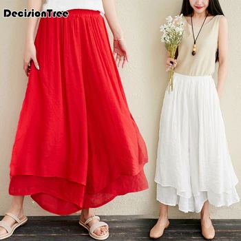 

2020 women big ramie trousers cotton linen wide pants cotton padded warm bottom top quality clothes for women