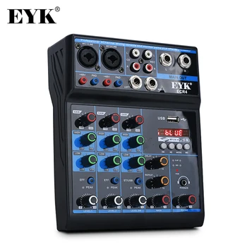 

EYK ECR4 Portable Audio Mixer with Sound card 4 Channel Stereo Mixing Console Bluetooth USB for PC Record Playback Webcast Party