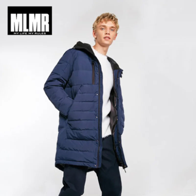 Красивый теплый мужской пуховик JackJones, Мужская зимняя длинная куртка с капюшоном и стоячим воротником, 218412515