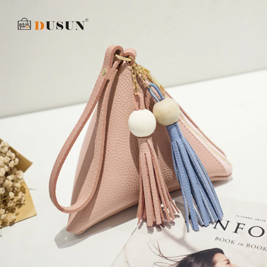 

Triangle Tassel Mini Women's Bag Female Clutch Purse Hand Bag Wristlets Strap Small Totes PU Shoulder Bag Casual Phone Package
