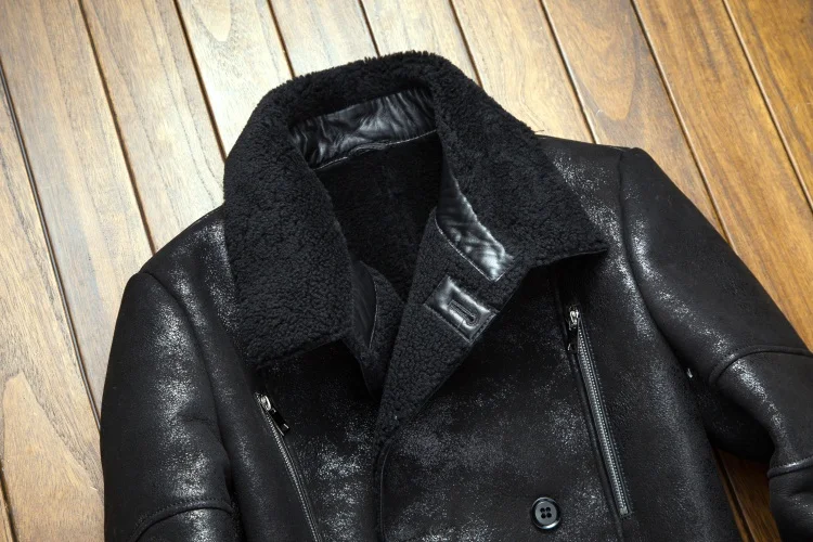 AYUNSUE куртка из натуральной кожи Мужская зимняя винтажная овчина шуба куртка из натуральной шерсти шубы 7121-1 KJ3288