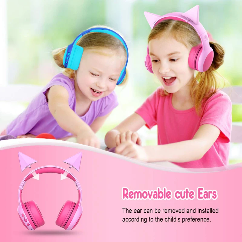 Bluetooth Headphone Wireless Headsets Cat Ear Headphone Music Earphone Kids Girls Christmas Gift Earphone