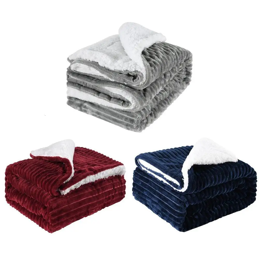 

Lamb Velvet Double Layer Draw Blanket Single Solid Color Flannel Blanket Office Sofa Twin Thick Warm Blanket Home Textile