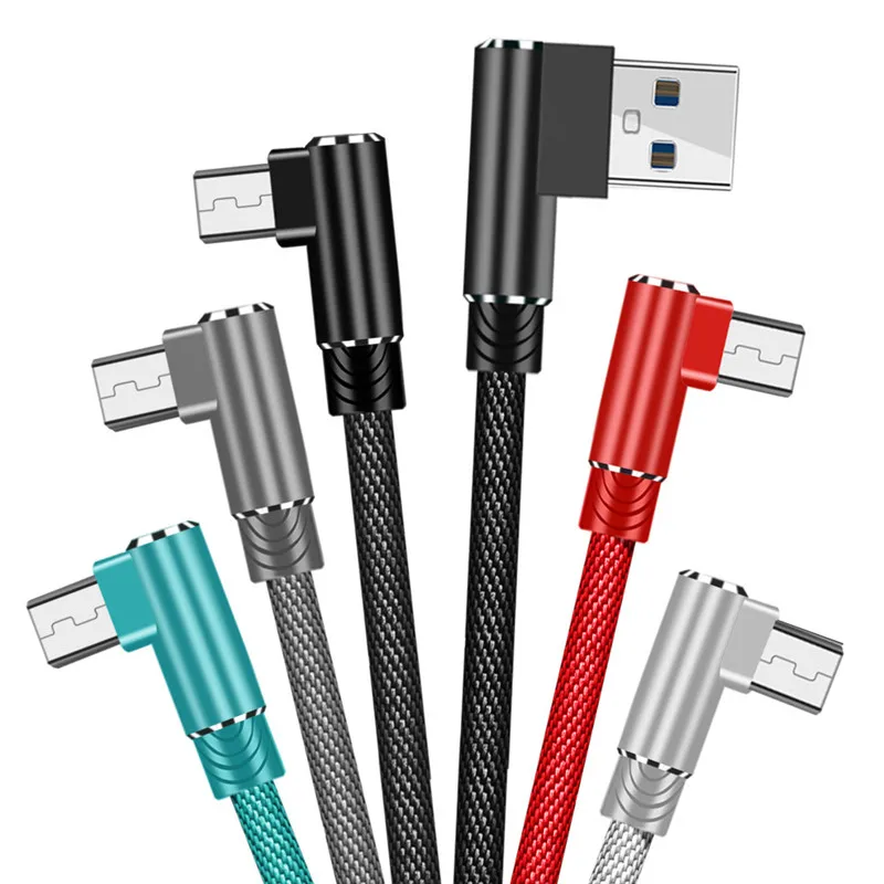 Micro USB кабель 90 градусов USB кабель 1 м 2 м 3 м для samsung S7 S6 2,4 A быстрая зарядка для huawei для Xiaomi 4X Note 5 кабели для планшетов