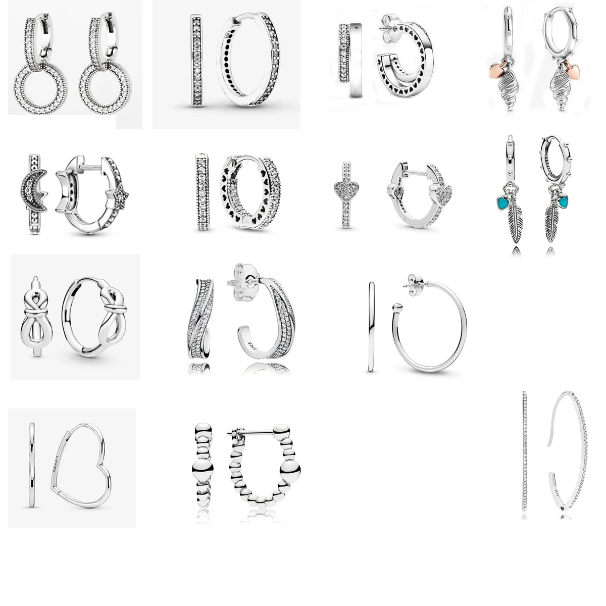 Heart-Hoop-Earrings Jewelry Asymmetrical 925-Sterling-Silver Women New for DIY Solitaire