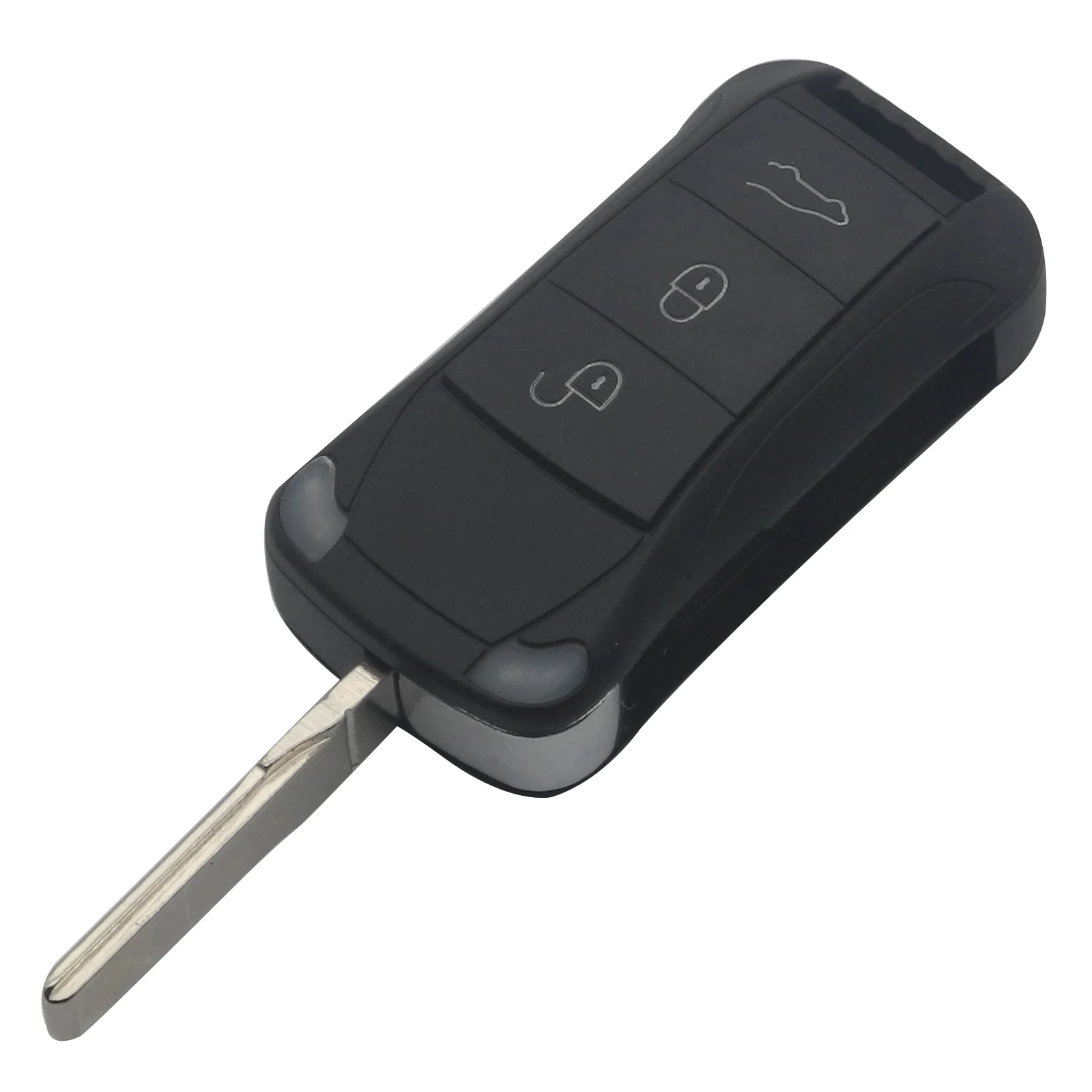 

jingyuqin new Replacement Shell Remote Flip Folding Car Key Case Fob 3 Buttons For Porsche Cayenne GTS black