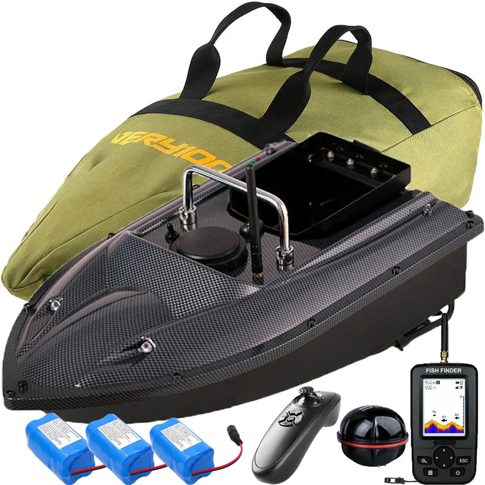 500M Wireless Fishing Bait Boat With Catapult Hopper LCD GPS Fishfinder Carrybag 