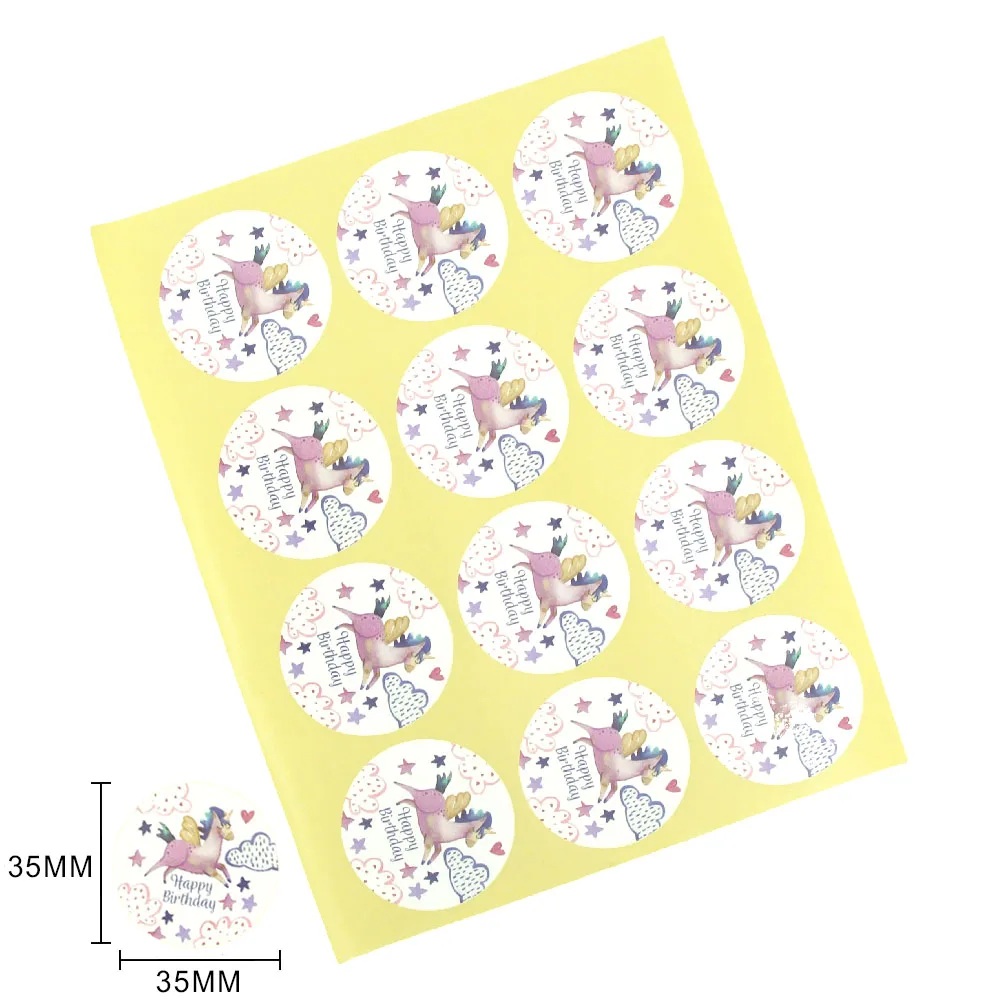 Милый Единорог наклейка «с Днём рождения» подарочная упаковка ручной работы наклейка подарок на день рождения выпечки конфеты упаковка Украшения 120 шт