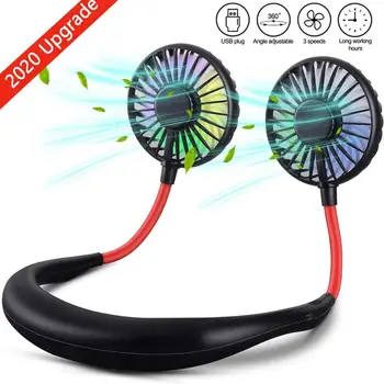 

Mini USB Portable Fan Neck Fan Neckband With Rechargeable Battery Small Desk Fans handheld Air Cooler Conditioner for Room