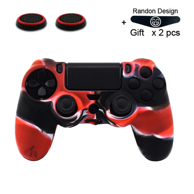 guise red Мягкий гибкий силиконовый чехол, защитный чехол для Playstation 4 PS4 Pro Slim, светодиодный светильник, наклейка, 2 шт., ручка+ светодиодный чехол - Цвет: guise red