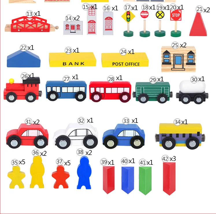 Деревянный трек 100 шт. городской Железнодорожный транспорт поезд трек деревянный монтажный блок игра Монтессори обучающая игрушка подарок для детей