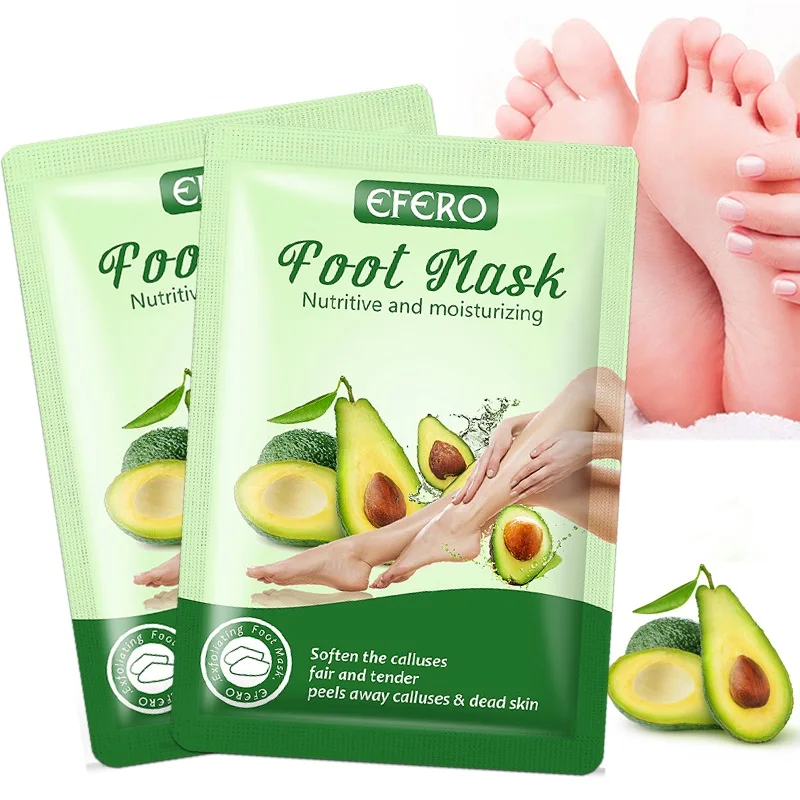 

4pcs/2pack Foot Mask Peeling Dead Skin Pedicure Socks Moisturizing Smooth Foot Masks Avocado Foot Patches Exfoliating Foot Masks