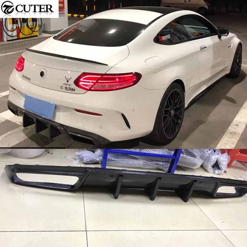 W205 купе C300 C63 AMG углеродное волокно диффузор губа на задний бампер для Mercedes-Benz 15-UP |