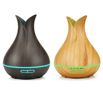 

2pcs Smart Wifi Air Humidifier Essential Oil Aromatherapy Diffuser with Alexa Google App Voice Control 400Ml Eu Plug - Dark Wood