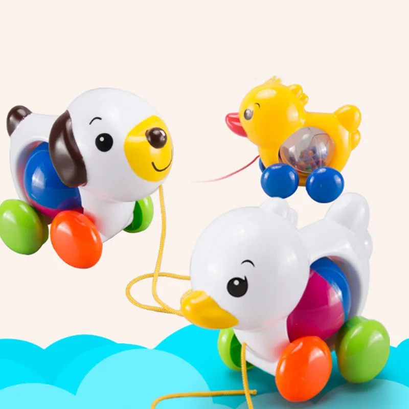 Милая игрушка потяжка уличные игрушки маленькая утка щенок младенец малыш