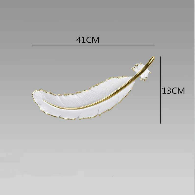 Креативные скандинавские смолы золото перо настенное крепление Украшение Современный домашний фон навесные Декорации для стен детская комната - Цвет: 41x13cm