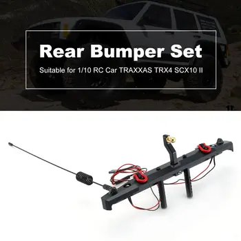 

RC Car Metal Alloy Rear Bumper Collision Avoidance For Traxxas TRX-4 TRX4 Axial Scx10 Scx10-II with Hooks, Lights and Antenna