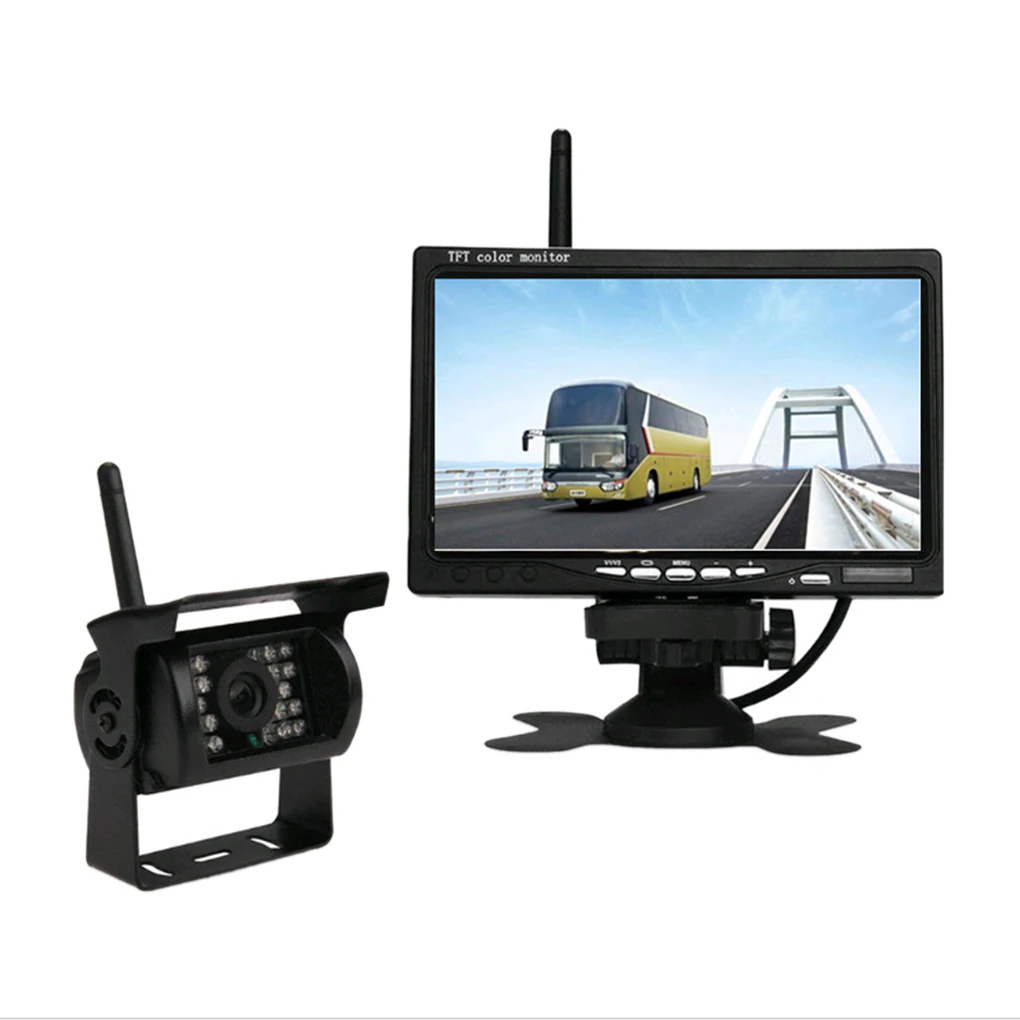

Vehicle Backup Rear View Camera Kit Bus Truck RV Wireless 7 Inch HD LCD Reverse Single Camera
