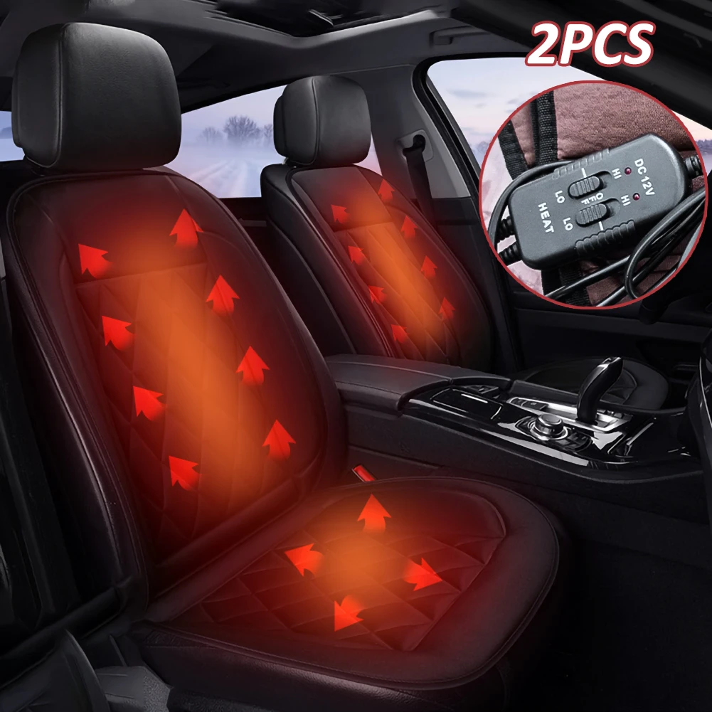 

2pcs 12V Car Heated Seat Cushion Car Seat Heater Comfortable Auto Heated Seat Cover Adjustable Temperature for Full Back