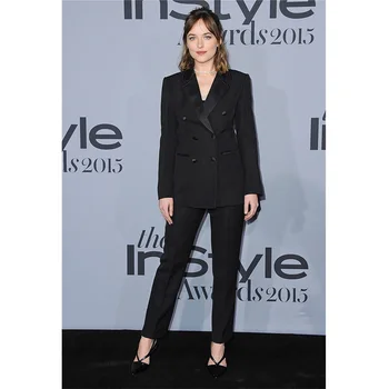 

Jacket+Pants Black Womens Business Work Suits Female Office Uniform Slim Ladies Formal Trouser Suits Double Breasted Blazer