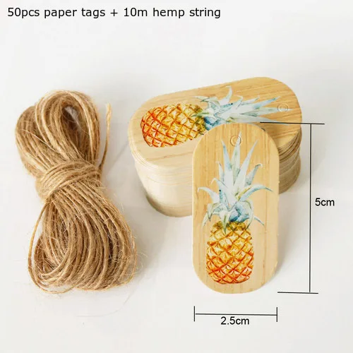 pineapple 50 шт. милые Фламинго мультфильм подарочные бирки ананас, кактус бумажные карточки ручной работы украшения творческий висячий газ - Цвет: pineapple