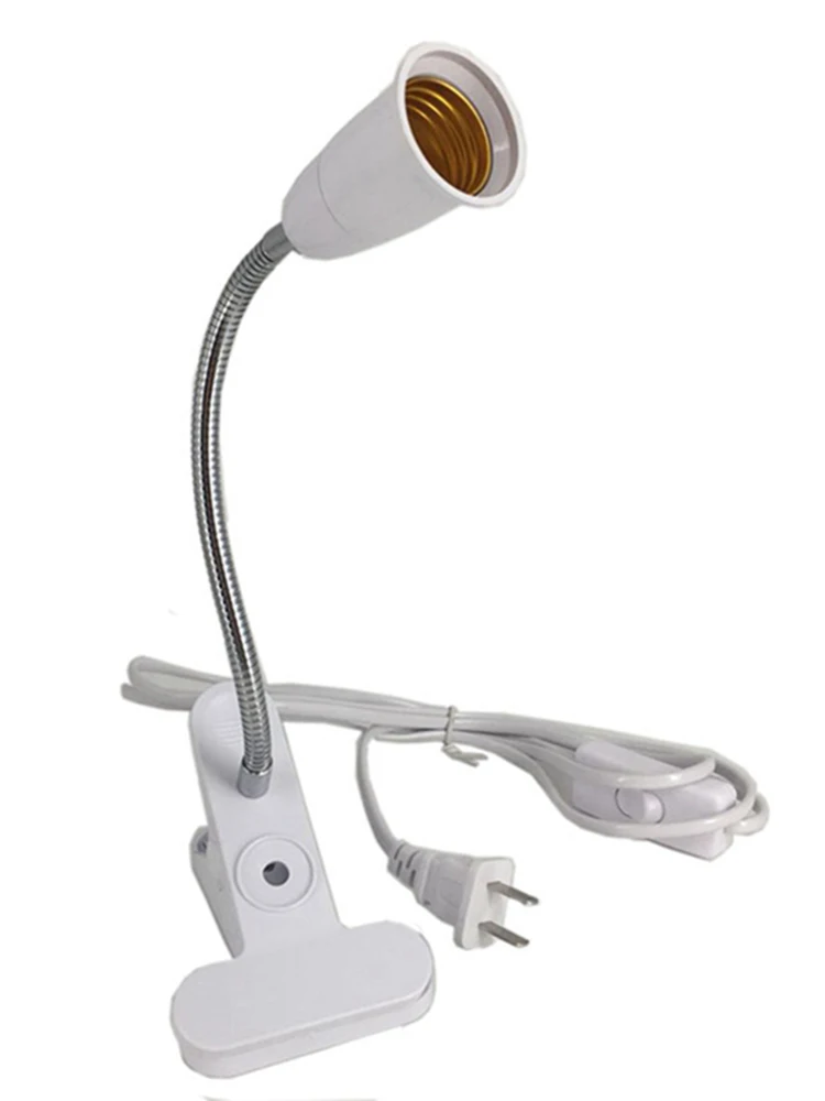 

E27 Screw Socket Flexible Light Clip Lamp Clip with On/Off Switch Lamp Holder for Desk Light LED Plant Grow Bulbs Base US Plug