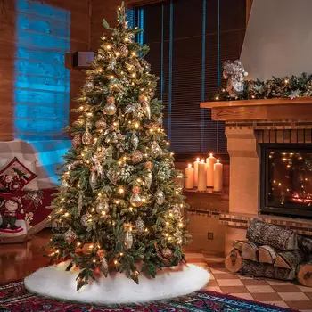 

120cm Christmas Tree Skirt Fluffy White Xmas Tree Base Cushion Mat Holiday Christmas Ornaments Home Party Decorations