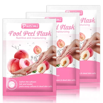 

3Packs PUTIMI Peach Exfoliating Foot Mask Exfoliation for Feet Cream Socks for Pedicure Socks Feet Peeling Masks for Skin Care