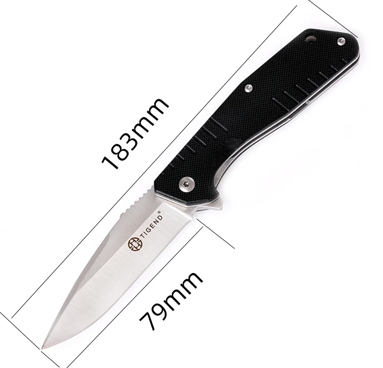 Pocket Tactical Knife TIGEND 1815 Model Satin Finish Stone Wash 8Cr13 Steel Blade G10 Handle outdoor Camping Survival Fish EDC