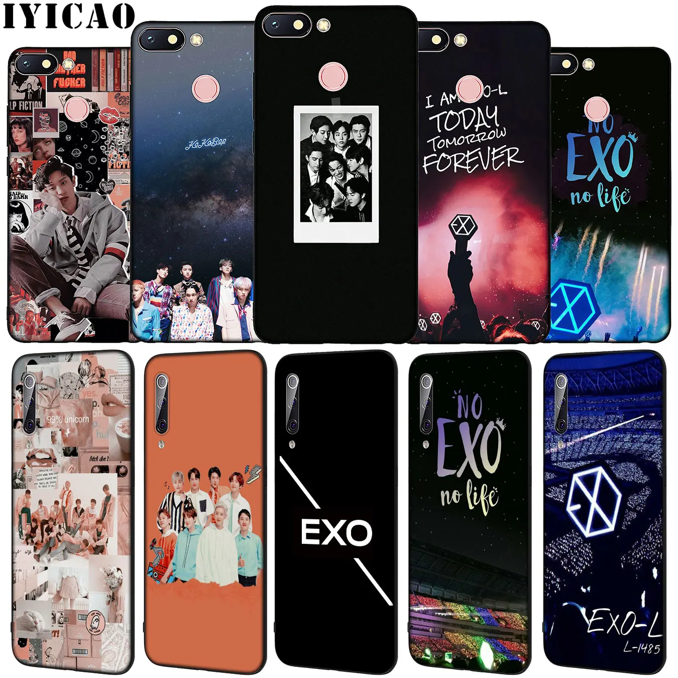 Мягкий силиконовый чехол exo для телефона Xiaomi Redmi Note 8 8T 8A 7 7A 6 6A 5 5A GO S2 K30 K20 Pro черный |