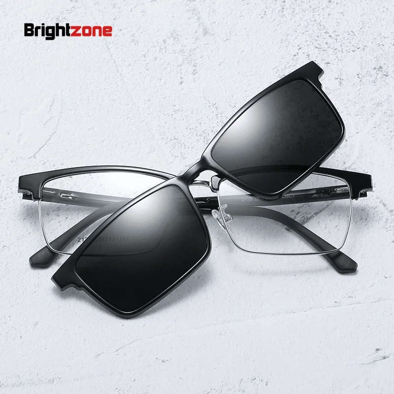 

Новинка 2023, зеркальные магнитные линзы для мужчин и женщин, двухслойные поляризационные солнцезащитные оправы двойного назначения с клипсой для близорукости, мужские оправы для очков