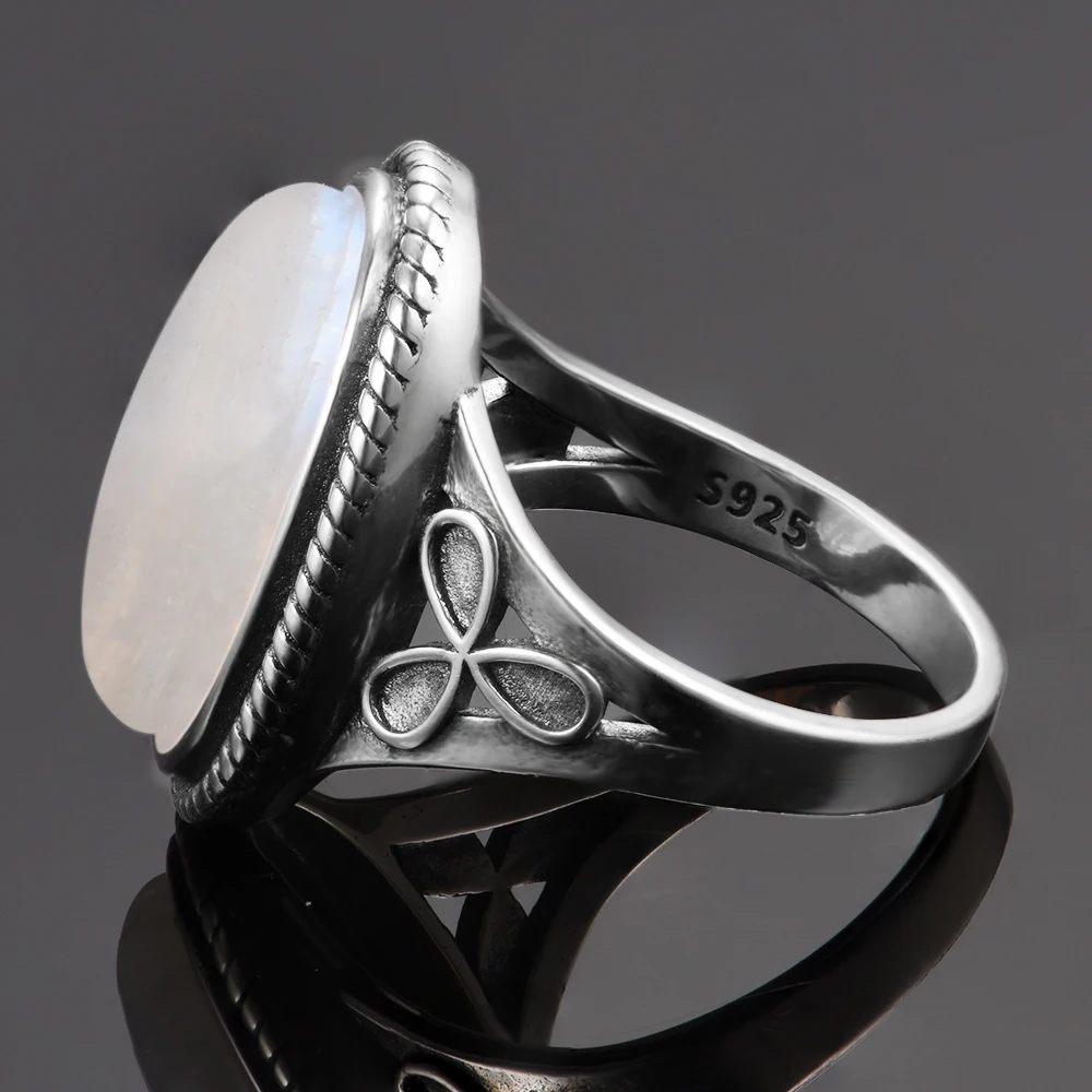 Natural Moonstone Rings for Women Silver 925 Jewelry Vintage Party Rings 11x17MM Big Oval Gemstone Gifts silver rings silver ring gemstone ring