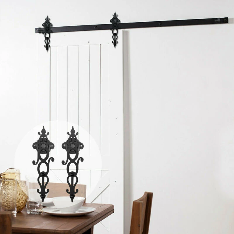 

2pcs Sliding Tracks Carbon Steel Black Home Decoration For Barn Room Door Sliding Tracks New Arrival