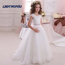 Vestidos De Primera Comunion/ г. Платье с цветочным узором для девочек Бальные платья для девочек, изготовленные на заказ, праздничные и Свадебные Платья с цветочным узором для девочек