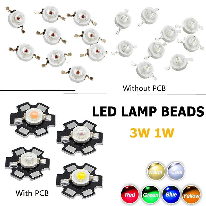 10 шт. светодиодные чиповые Диоды 1 Вт 3 SMD с печатной платой светодиодный