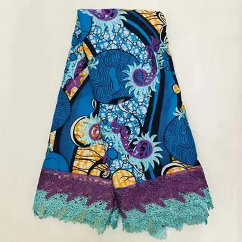 

Nice Party Dress Wax Cloth Embroidery African Real Ankara Printed Wax Cord Lace Fabric For Dress WLF245(6yards/lot)