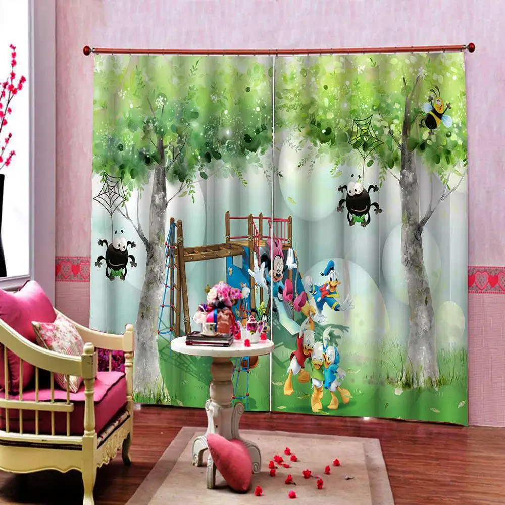 

Cartoon curtains kids curtain green blackout 3d Curtain Luxury Blackout Window Curtain Living Room