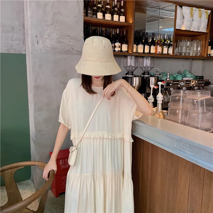Женское летнее длинное шифоновое платье с оборками, Vestidos, большие размеры, халат Longue Femme Ete, милое Sukienki, бежевое, Sommerkleid Jurken