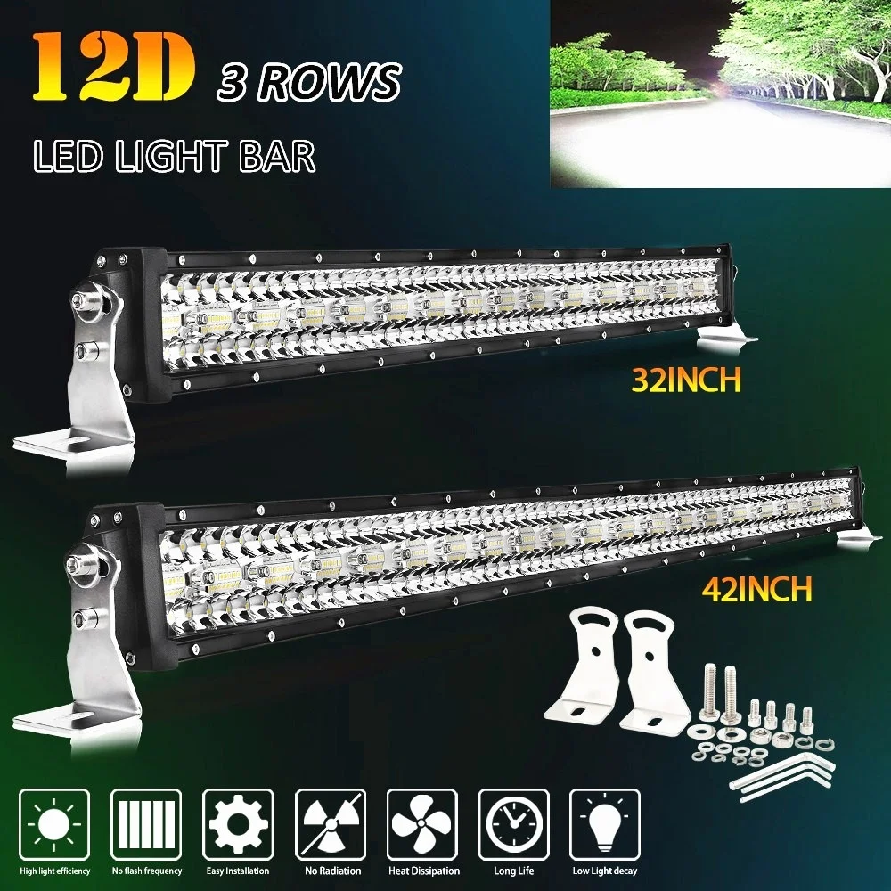 CO LIGHT 3-Rows LED Bar 12D 22 32 42 50 52 inch LED Light Bar Combo for Lada Driving Offroad Boat Tractors Truck 4×4 SUV 12V 24V