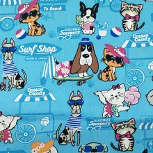 Good Lt. синий цифровой печати Собака ткань лоскутное изделие из хлопчатобумажной ткани кошка печать ткань материал для шитья DIY детское платье/футболка