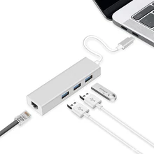 Usb type C концентратор до Rj45 1000 м гигабайт Ethernet 3 USB 3,0 до 5 Гбит/с скорость алюминиевого сплава оболочки USBC адаптер док-станции для Macbook