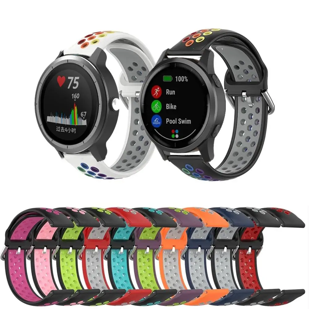 Ремешок 20 мм для Garmin Vivoactive 3 Music Vivomove HR силиконовый браслет Forerunner 245 645 версия Sq