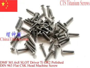 

Titanium screw M1.6x8 DIN 963 Flat Head slotted driver 50 pcs Ti GR2