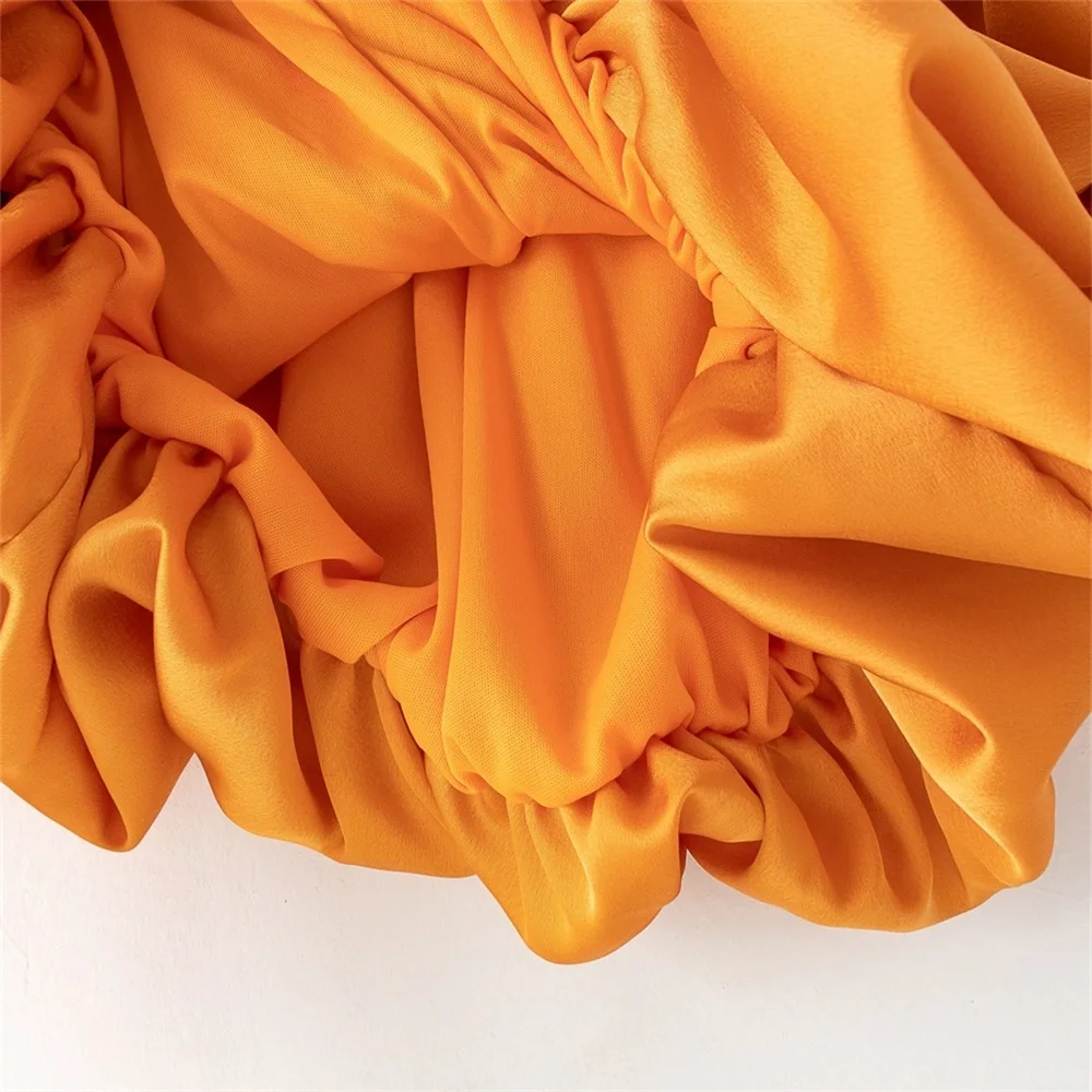 2020 new European and American summer za same paragraph orange bow shirt sleeveless sleeveless collar sexy sexy versatile