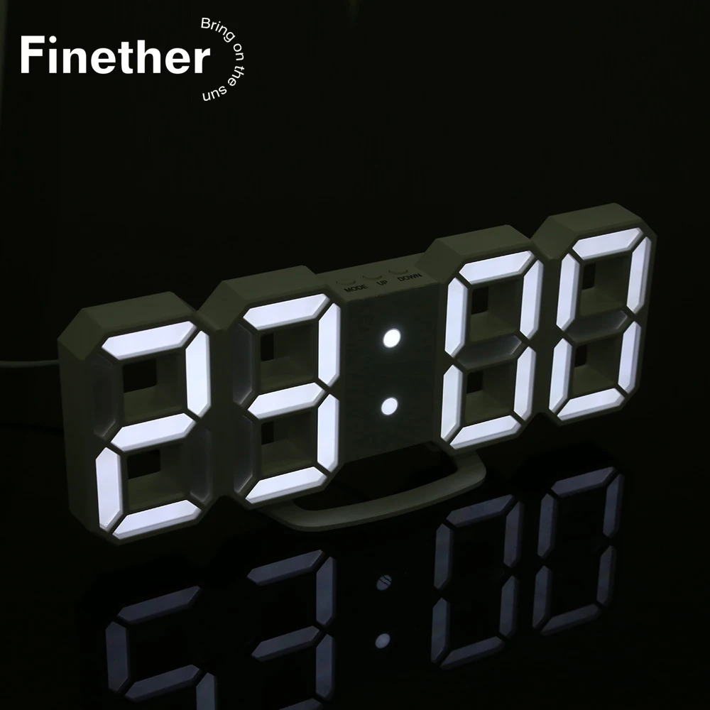 Современный 3D светодиодный дисплей цифровой Настольный настенный будильник 2