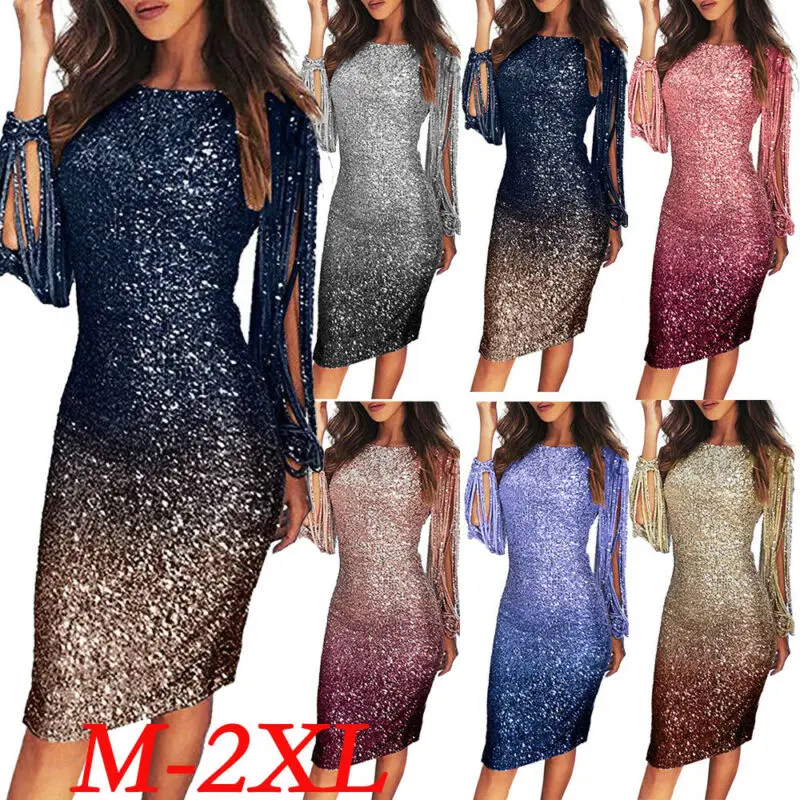 Новинка женское платье с длинным рукавом осенне-зимнее сексуальное блестками и