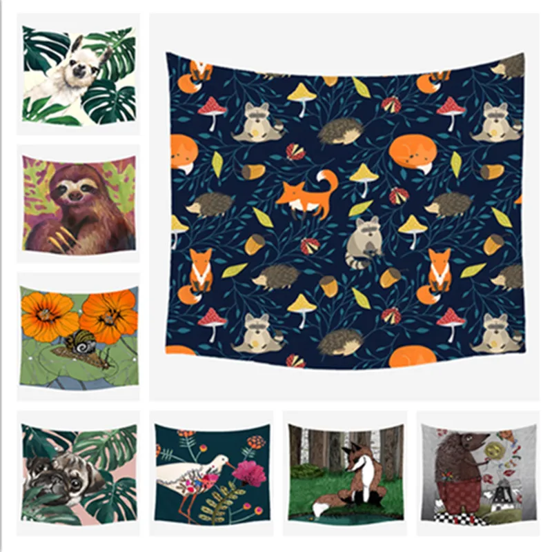 

Cilected Personality Plant Animal Home Tapestry Wall Hangings Carpet Turtle/Tiger/ Fox Print Fashion Tapestry Wall Art Carpet