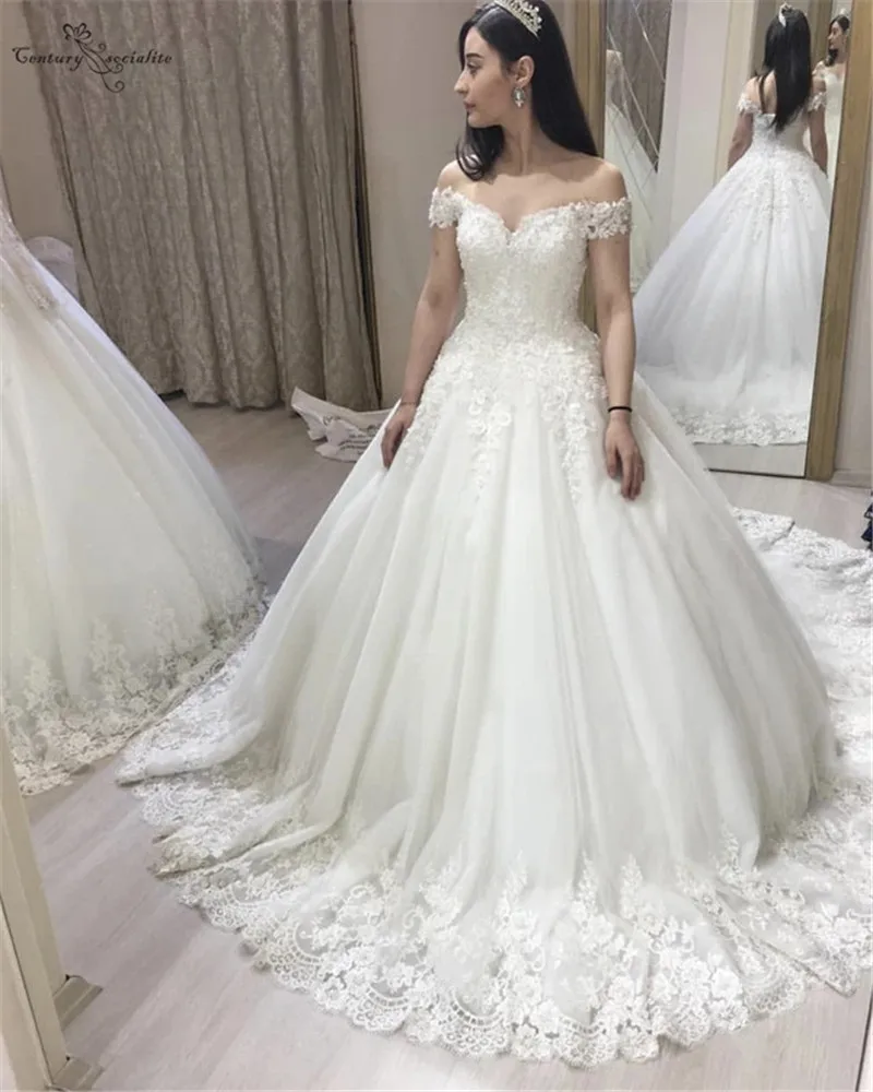 

Lace Princess Wedding Dresses 2020 Off Shoulder Lace Up Ball Gown Bridal Gowns Bride Dress Vestido De Noiva